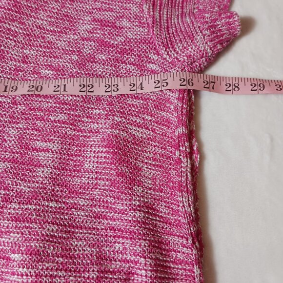 Lane Bryant, Sweater Wrap, Size 22/24, Pink/White Weave, Button Detail on Sides - Picture 13 of 15